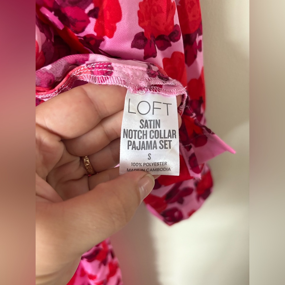 Loft Ladies Pjs Set Sleep‎ Wear Rose Blush SzSmall Soft Satin Feel NWOT - Picture 11 of 12